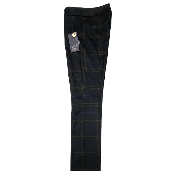 NYDJ Slim Trouser Pants Sz 2 or 27 New $119 Oaklan Plaid Blue Black Straight Leg - Picture 5 of 16